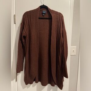 Cozy Burgundy Open-Front Sweater
